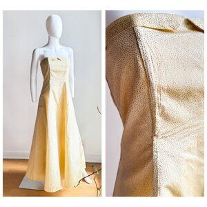 Vintage Fairweather Sparkly Nude Strapless Gown w Crinoline Skirt S/XS